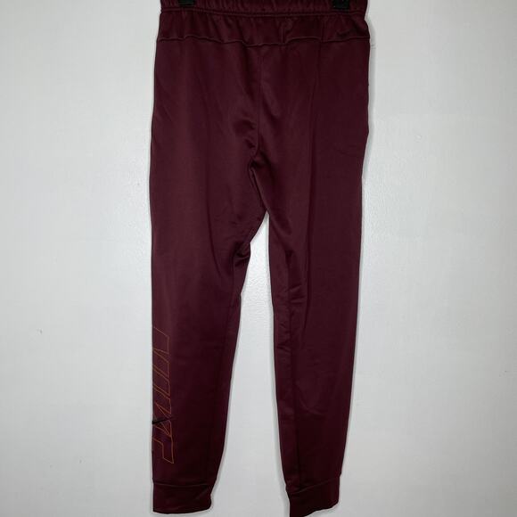 Nike Therma-FIT Pants Mens Small Maroon Burgundy Athletic Joggers Swoosh Logo - Picture 5 of 6